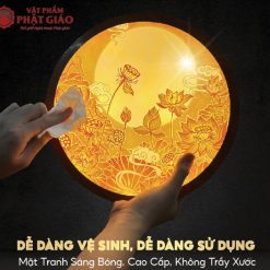 Đèn Hào Quang Tròn In Tranh Trúc Chỉ Hồ Sen TC325 3 den hao quang tron in tranh truc chi phat thich ca mau ni 5 2 1