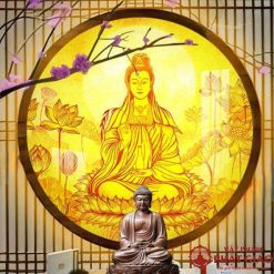 Đèn Hào Quang Tròn In Tranh Trúc Chỉ Quán Thế Âm Bồ Tát TC305 2 den hao quang tron in tranh truc chi quan the am bo tat 2 1