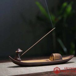 Lư Xông Trầm Hương Hình Thuyền Bằng Gốm, Dài 25cm 7 lu xong tram huong hinh thuyen bang gom dai 25cm 5 1