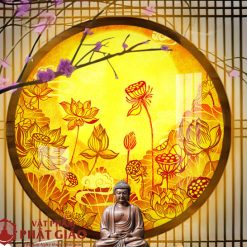 tranh truc chi den hao quang tron in hoa sen duong kinh 30cm 40cm 50cm 60cm 1