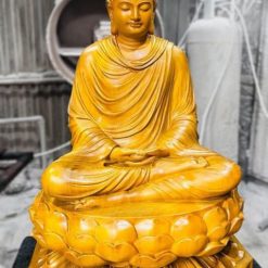 Tượng Bổn Sư Thích Ca Gỗ Gõ Vàng Cao 50cm 4 tuong bon su thich ca go go vang cao 50cm