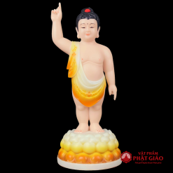 Tượng Phật Đản Sanh Bột Đá, Da Hồng, Áo Sơn Màu, Cao 40cm, 48cm, 66cm 8 tuong phat dan sanh da hong ao son mau chat lieu bot da cao 40cm 48cm 65cm vat pham phat giao la boi 2