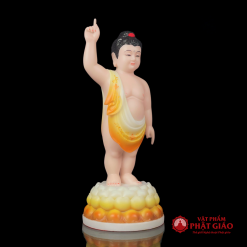 Tượng Phật Đản Sanh Bột Đá, Da Hồng, Áo Sơn Màu, Cao 40cm, 48cm, 66cm 6 tuong phat dan sanh da hong ao son mau chat lieu bot da cao 40cm 48cm 65cm vat pham phat giao la boi 4