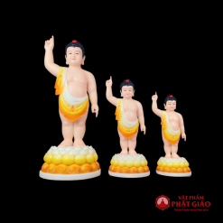 Tượng Phật Đản Sanh Bột Đá, Da Hồng, Áo Sơn Màu, Cao 40cm, 48cm, 66cm 4 tuong phat dan sanh da hong ao son mau chat lieu bot da cao 40cm 48cm 65cm vat pham phat giao la boi 6