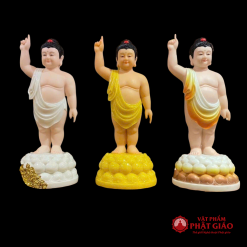 Tượng Phật Đản Sanh Bột Đá, Da Hồng, Áo Sơn Màu, Cao 40cm, 48cm, 66cm 3 tuong phat dan sanh da hong ao son mau chat lieu bot da cao 40cm 48cm 65cm vat pham phat giao la boi 7