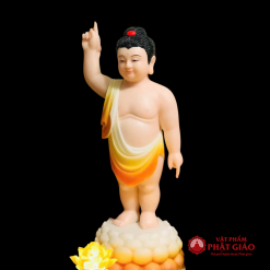 Tượng Phật Đản Sanh Bột Đá, Da Hồng, Áo Sơn Màu, Cao 40cm, 48cm, 66cm 1 tuong phat dan sanh da hong ao son mau chat lieu bot da cao 40cm 48cm 65cm vat pham phat giao la boi 9