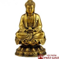 Tượng Phật Thích Ca Ngồi Đài Sen Vàng Composite, Cao 11cm 1 tuong phat thich ca ngoi dai sen vang composite cao 11cm 1