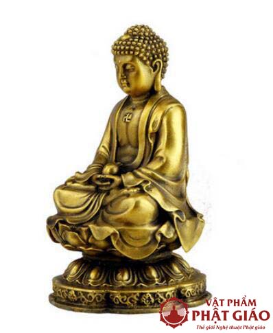Tượng Phật Thích Ca Ngồi Đài Sen Vàng Composite, Cao 11cm 6 tuong phat thich ca ngoi dai sen vang composite cao 11cm 2