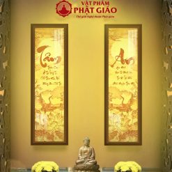 Bộ Đôi Tranh Trúc Chỉ In Hoa Sen Khổ Dọc TC330 2 2 38