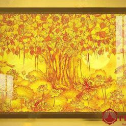 Tranh Trúc Chỉ Ngang In Cây Bồ Đề TC107 3 3 15