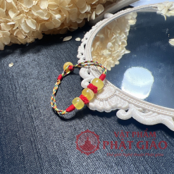 Vòng Tay Trẻ Em Đá Hổ Phách Tết Dây Khóa Cúc 1 3 9