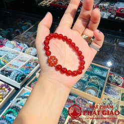 Vòng Mã Não 8li, Mặt Cỏ Bốn Lá Ngọc Huyết 1 1 7