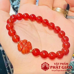 Vòng Mã Não 8li, Mặt Cỏ Bốn Lá Ngọc Huyết 2 2 7