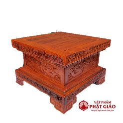 Đôn gỗ hương hoa sen cùng đôi chim hạc 30x30 cm cao 20 cm