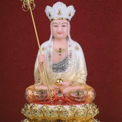 Tượng Địa Tạng Vương Bồ Tát Bột Đá Sơn Vẽ Viền Vàng Cao 30cm, 40cm, 48cm 2 Dia tang