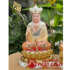 Tượng Địa Tạng Vương Bồ Tát Bột Đá Sơn Vẽ Viền Vàng Cao 30cm, 40cm, 48cm 1 quan am 1