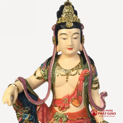 Tượng Quan Âm Tự Tại Gỗ Sơn Vẽ Cao Cấp, Cao 40cm 1 tuong quan am tu tai go son ve cao cap cao 40cm 2