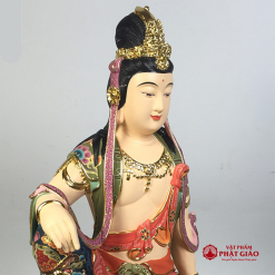 Tượng Quan Âm Tự Tại Gỗ Sơn Vẽ Cao Cấp, Cao 40cm 2 tuong quan am tu tai go son ve cao cap cao 40cm 3