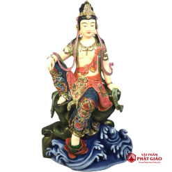 Tượng Quan Âm Tự Tại Gỗ Sơn Vẽ Cao Cấp, Cao 40cm 6 tuong quan am tu tai go son ve cao cap cao 40cm 7