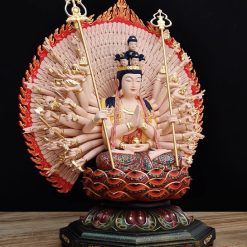 Tượng Thiên Thủ Thiên Nhãn Bồ Tát Gỗ, Sơn Vẽ, Cao 48cm 2 tuong thien thu thien nhan bo tat go son ve vien vang cao 48cm 3