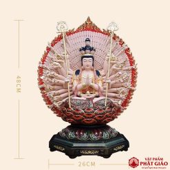 Tượng Thiên Thủ Thiên Nhãn Bồ Tát Gỗ, Sơn Vẽ, Cao 48cm 6 tuong thien thu thien nhan bo tat go son ve vien vang cao 48cm 6