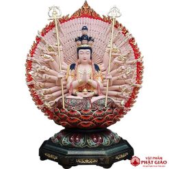 Tượng Thiên Thủ Thiên Nhãn Bồ Tát Gỗ, Sơn Vẽ, Cao 48cm 7 tuong thien thu thien nhan bo tat go son ve vien vang cao 48cm 7