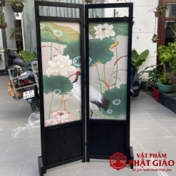 Vách Bình Phong Gỗ Tranh Sen Hồng Hạc, Kích Thước 50x180cm 2 2 1 2