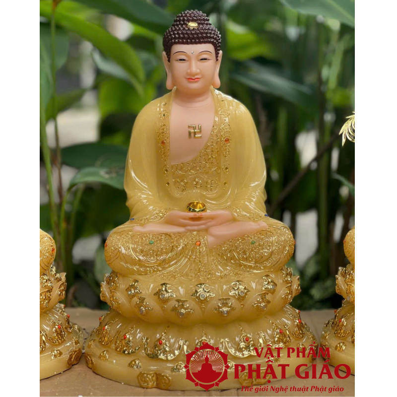 Tượng Phật A Di Đà Thạch Anh Viền Vàng Cao 30cm, 40cm, 48cm 4 3
