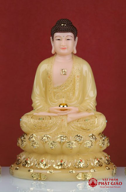 Tượng Phật A Di Đà Thạch Anh Viền Vàng Cao 30cm, 40cm, 48cm 3 Phat A Di Da