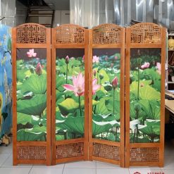 binh phong phong tho bang go tranh hoa sen kich thuoc 50x180cm 1