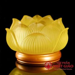 Đế Nến Hoa Sen Lưu Ly Chân Đồng Màu Vàng, Cao 5cm 5 de nen hoa sen luu ly chan dong mau vang cao 5cm 1 1