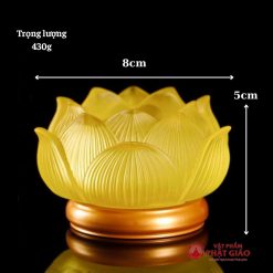 Đế Nến Hoa Sen Lưu Ly Chân Đồng Màu Vàng, Cao 5cm 1 de nen hoa sen luu ly chan dong mau vang cao 5cm 5