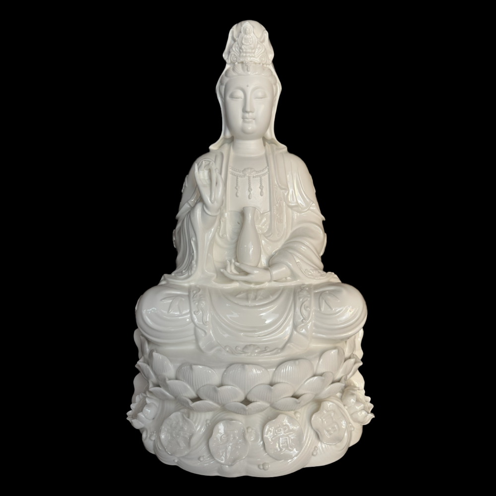 Tượng Phật Bà Quan Âm Sứ Trắng Cao 30cm, 35cm, 40cm, 45cm 1 Tượng Phật Bà Quan Âm Sứ Trắng Cao 30cm, 35cm, 40cm, 45cm