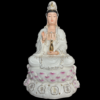 Tượng Phật Bà Quan Âm Sứ Trắng Tọa Đài Sen Hồng Cao 30cm, 35cm, 40cm, 45cm