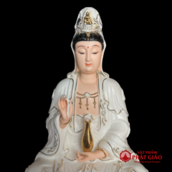 Tượng Phật Bà Quan Âm Sứ Trắng Tọa Đài Sen Hồng Cao 30cm, 35cm, 40cm, 45cm 6 Tượng Phật Bà Quan Âm Sứ Trắng Tọa Đài Sen Hồng Cao 30cm, 35cm, 40cm, 45cm - Ảnh 2