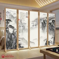 Vách Ngăn Phòng Thờ Gỗ, Khung Tranh Thủy Mặc, 50x180cm 3 vach ngan phong tho go khung tranh thuy mac 50x180cm 3