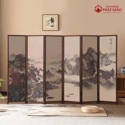 Vách Ngăn Phòng Thờ Gỗ, Khung Tranh Thủy Mặc, 50x180cm 5 vach ngan phong tho go khung tranh thuy mac 50x180cm 5