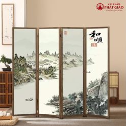 Vách Ngăn Phòng Thờ Gỗ, Khung Tranh Thủy Mặc, 50x180cm 7 vach ngan phong tho go khung tranh thuy mac 50x180cm 7