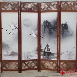Vách Ngăn Phòng Thờ Gỗ, Khung Tranh Thủy Mặc, 50x180cm 9 vach ngan phong tho go khung tranh thuy mac 50x180cm 9