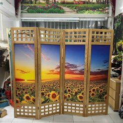 vach ngan phong tho khung go tranh hoa huong duong 50x180cm 1 1