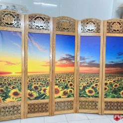 vach ngan phong tho khung go tranh hoa huong duong 50x180cm 2