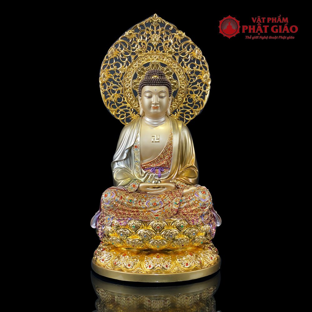 Tượng Bổn Sư Thích Ca Ngồi Đài Sen Bằng Đồng Men Cổ Viền Vàng Mẫn Bảo 9 1660385373 1