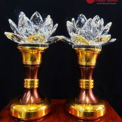 Đèn Pha Lê Hoa Sen Thân Hợp Kim, Cao 24cm 1 1 19
