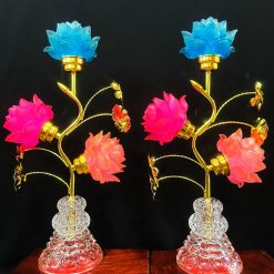 Đèn Pha Lê Ba Bông Ba Màu, Cao 46cm 1 1 21