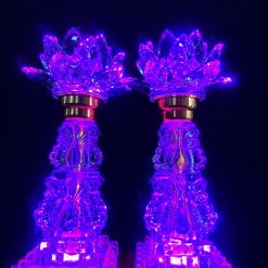 Đèn Hoa Sen Pha Lê, Nấc Vàng, Chim Công 2 Nấc, Cao 24cm 3 10