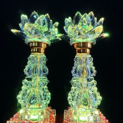 Đèn Hoa Sen Pha Lê, Nấc Vàng, Chim Công 2 Nấc, Cao 24cm 1 12