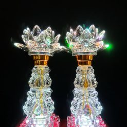 Đèn Hoa Sen Pha Lê, Nấc Vàng, Chim Công 2 Nấc, Cao 24cm 11 2 1