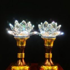 Đèn Pha Lê Hoa Sen Thân Hợp Kim, Cao 24cm 2 2 20
