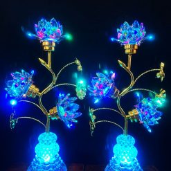 Đèn Pha Lê Hoa Sen Ba Bông, Cao 45cm 2 2 21