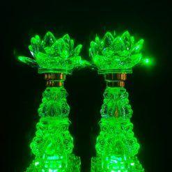 Đèn Hoa Sen Pha Lê, Nấc Vàng, Chim Công 2 Nấc, Cao 24cm 10 3 2